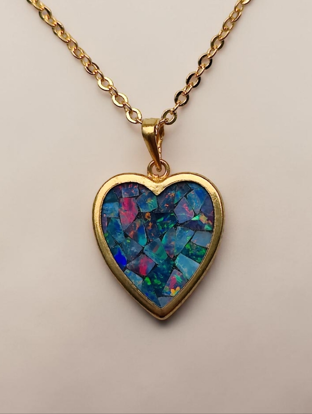❤️ Vintage Mosaic Opal Pendant Necklace